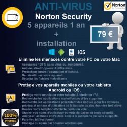 Installation anti-virus Norton Security 5 appareils 1 an