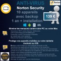 Installation anti-virus Norton Security 10 appareils avec sauvegarde 1 an