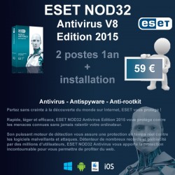 Installation anti-virus ESET NOD32 Edition 2015 2 postes 1 an