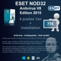 Installation anti-virus ESET NOD32 Edition 2015 4 poste 1 an