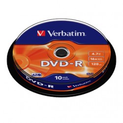 DVD-R 4,7 Go 16x en cakebox 10 pièces Verbatim