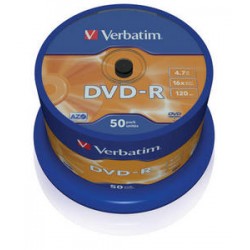 DVD-R 4,7 Go 16x en cakebox 50 pièces Verbatim