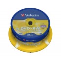 DVD+RW 4,7 Go Verbatim 4x en cakebox 25 pièces Verbatim