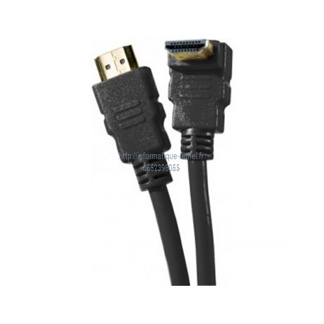 Câble 3 mètres HDMI 1.4 Ethernet Channel Coudé mâle/mâle